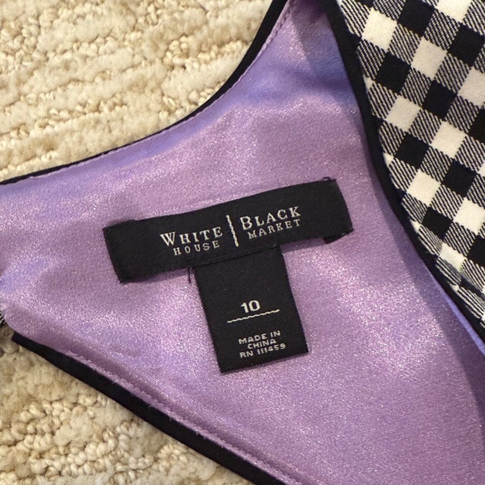 Black and White Checkered Dress with Purple Lining - Picture 2 of 3